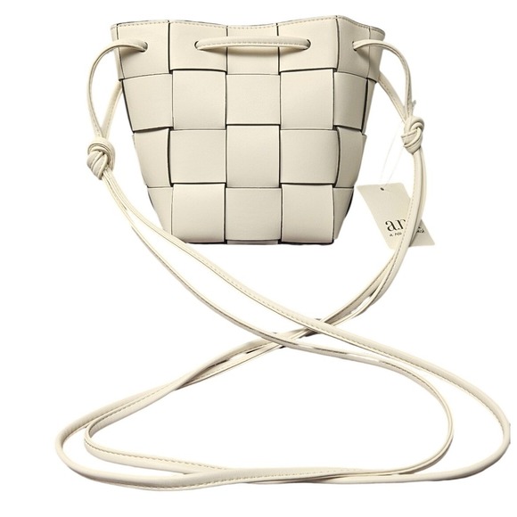 a.n.a Handbags - a.n.a Woven Faux Leather Bucket Crossbody Bag Cream Off-White 72848-5